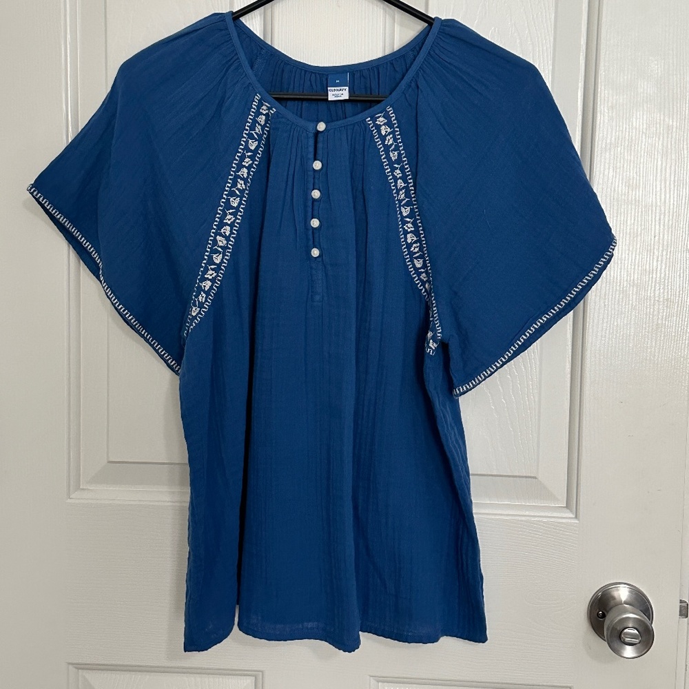 Blue and White Old Navy Blouse